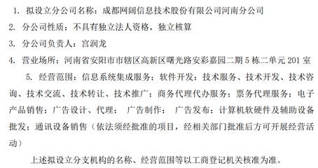 因應戰(zhàn)略布局，網(wǎng)闊信息擬設立分公司專注計算機軟硬件開發(fā)與銷售